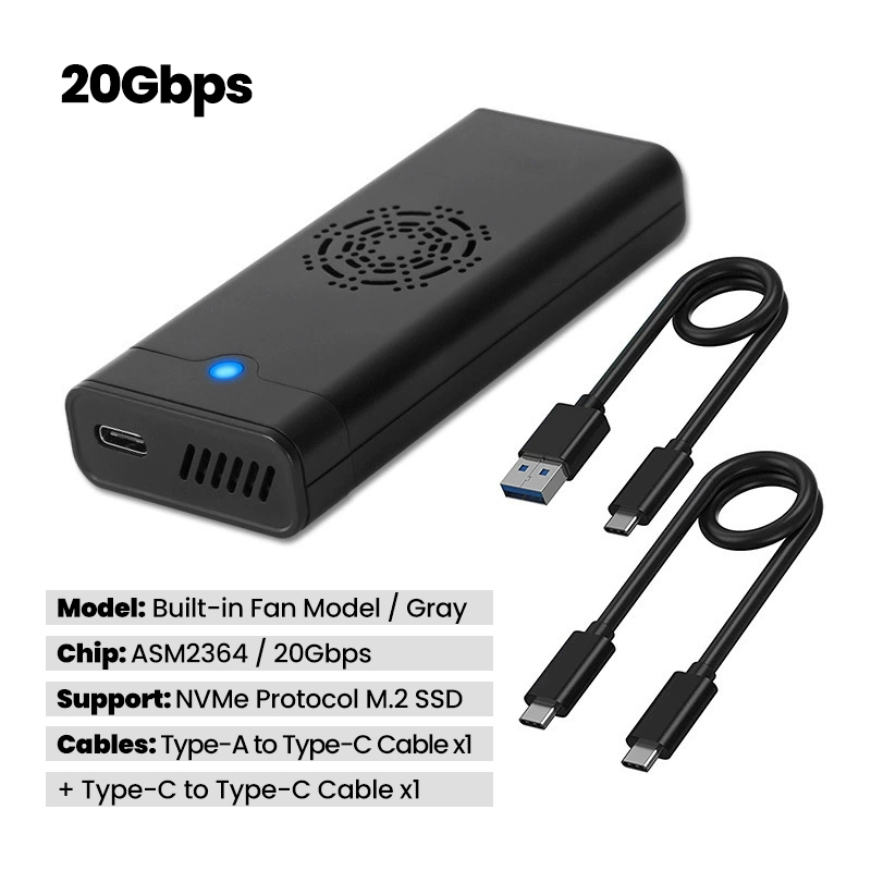 Fan-Cooled NVMe M.2 SSD Portable Hard Drive sku (4)